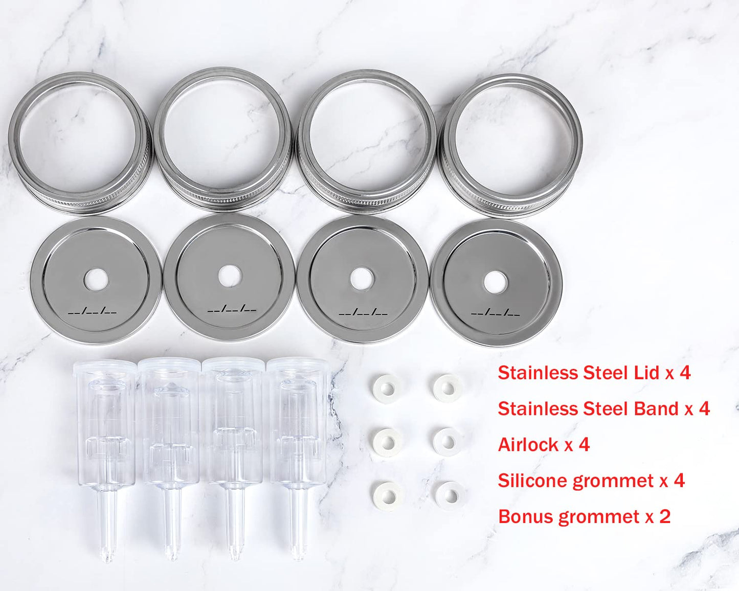 Jillmo Fermentation Kit, Stainless Steel Fermenting Lids for Wide Mouth Mason Jars (NO Jars)