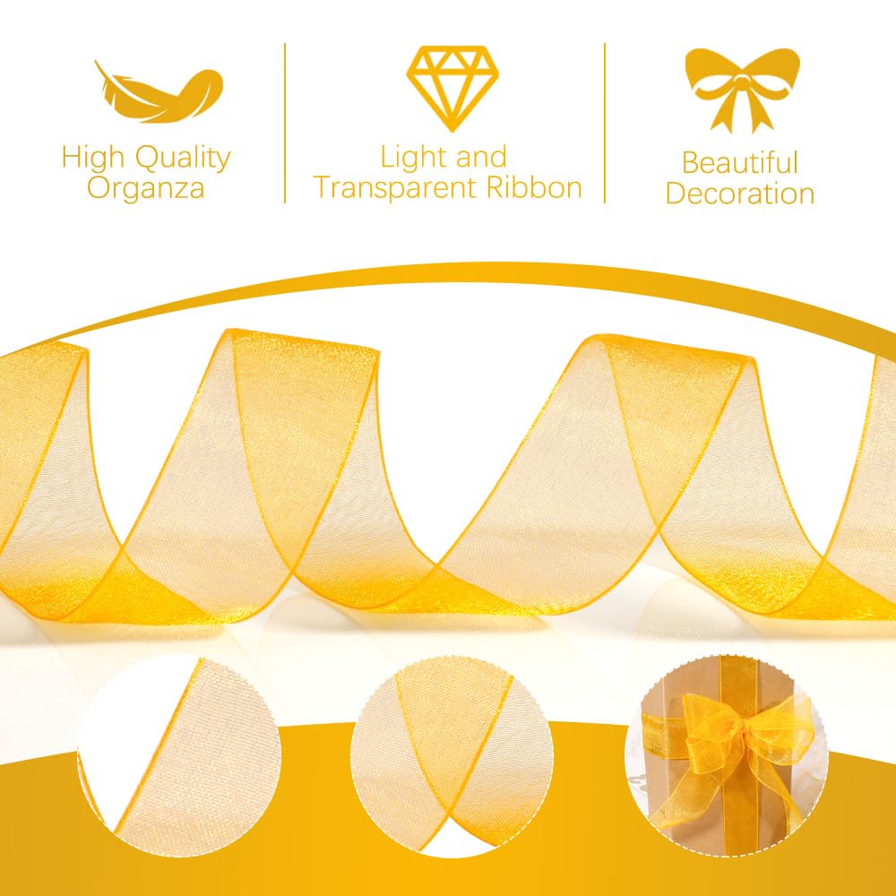 3PCS Halloween Ribbon - 1 Inch, 150 Yards Sheer Wrapping Ribbon for Gifts, Crafts, Party Favors & Flower Bouquets