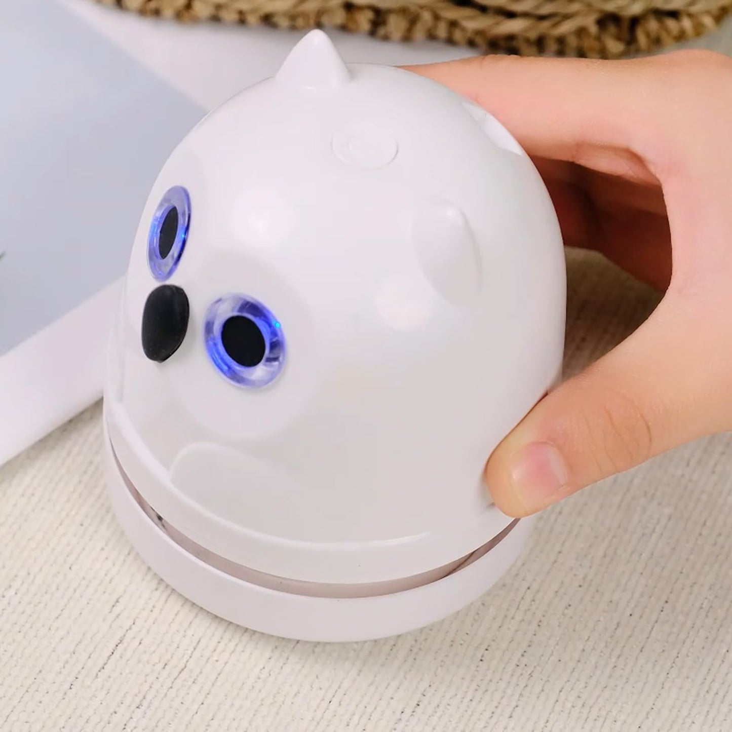 Hallocool Mini Crumb Vacuum Cleaner Owl Tabletop Crumb Sweeper Vacuum USB Recharging Craft Desk Vacuum Cleaner for Glitter Paper Scraps Eraser Crumbs Pencil Shavings Cookie Crumbs