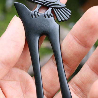 2pack U Shaped Viking Raven Metal Hair Prong Forks French Hair Styling Pins Black Wicca Witch Sticks Renaissance Festival Acceossories for Women Perfect for Thick Hair