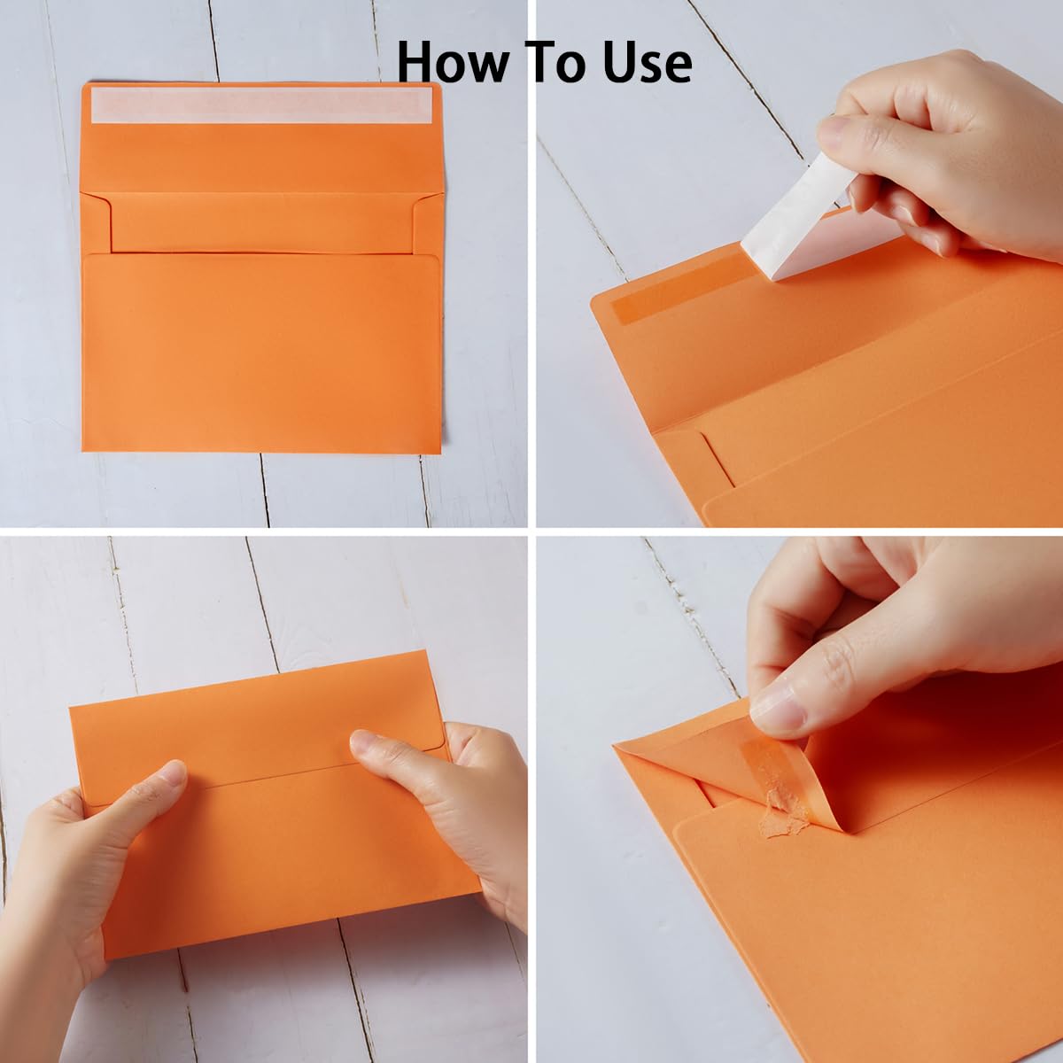 50 Pack 5 x 7 Envelopes Colored Self Seal for Wedding, Party Invitations, Greeting Cards, Announcements, Photos, 5.24 x 7.21 Inches (Dark Orange)