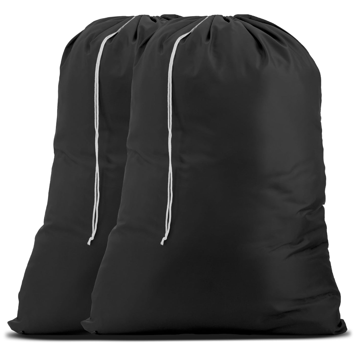 Handy Laundry Nylon XL - Large Capacity with Locking Drawstring, Machine Washable, Fits Laundry Baskets or Hampers, Holds 3 Loads of Clothes - Black (Pack of 2)