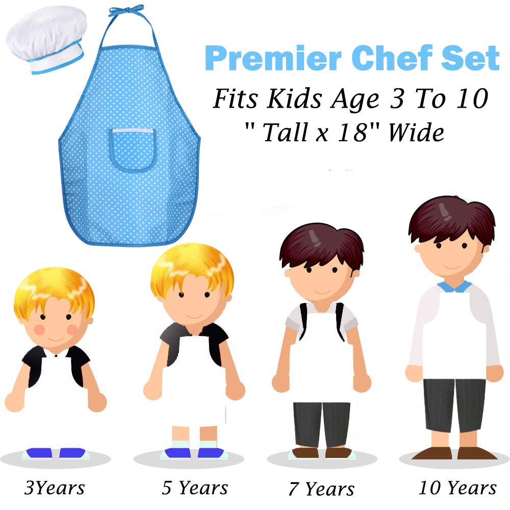 HmiL-U Chef Set for Kids - 13 Pcs Kid Cooking and Baking Set Includes Kids Apron, Chef Hat, Utensils, Cooking Mitt, Gift for 3 Year Old Girls and up(Blue)