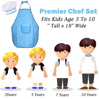 HmiL-U Chef Set for Kids - 13 Pcs Kid Cooking and Baking Set Includes Kids Apron, Chef Hat, Utensils, Cooking Mitt, Gift for 3 Year Old Girls and up(Blue)