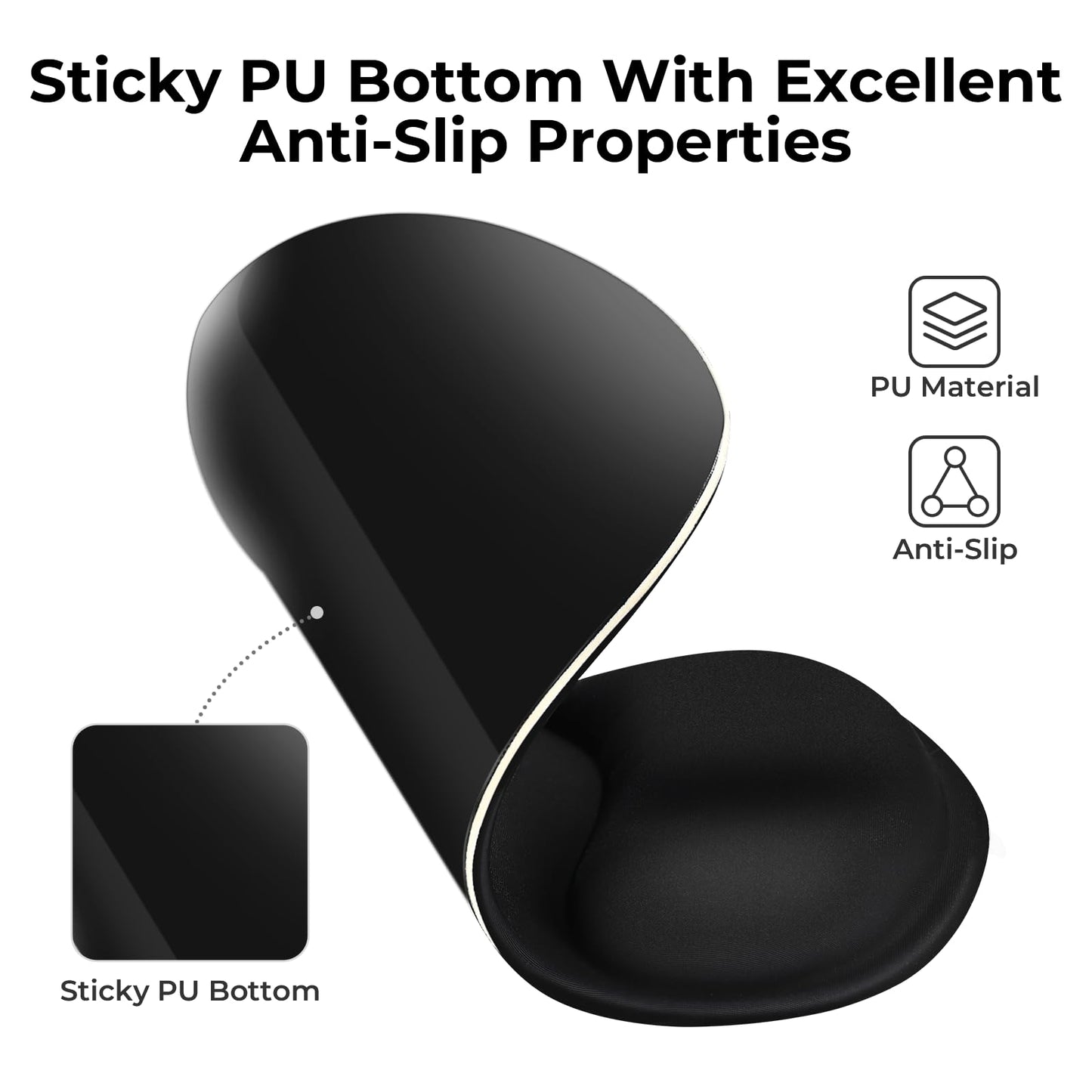 EooCoo Ergonomic Mouse Pad with Gel Wrist Rest Support Middle Concave Design, Relieve Wrist Pain Mousepad, Non-Slip Base for Laptop, Computer, Office Desk Accessories, Carpal Tunnel Syndrome