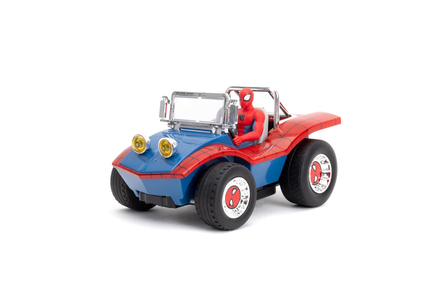 Jada Spider-Man Buggy RC with Non-Removable Spider-Man Figure – 7", Turbo Button, Full-Function Remote Control, Ages 6+, Red/Blue