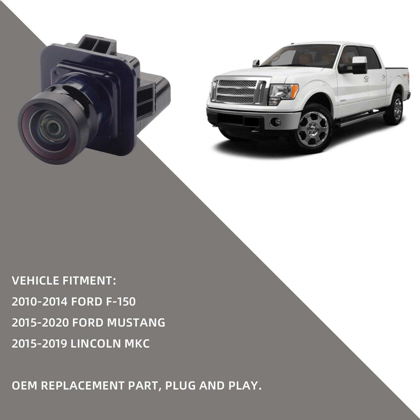 Dasbecan Backup Camera Compatible with Ford F150 2010-2014 Mustang 2015-2020 Lincoln MKC 2015-2019 Park Assist Rear View Camera Replaces# EL3Z-19G490-D BL3Z-19G490-B