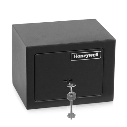 Honeywell Safes & Door Locks - Bolt Down Small Safe Box for Valuables - Steel Security with Key Lock for Personal Document Safety Box - Scratch Resistant & Carpeted Floor - 0.19 CU - Black - 5002