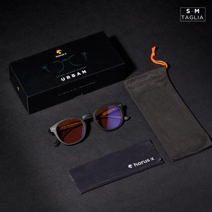 Horus X • Round Blue Light Computer Glasses | Anti-Fatigue Screens| for Small Faces | Urban Amber