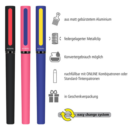 GC QUILL Calligraphy Pens Set 64pcs - Calligraphy Fountain Pen Set with 3 Fountain Pens, 7 Varied Nibs, 54 Ink Cartridges(10 Colors) - Writing, Drawing and Calligraphy Practice for beginner GC-F354