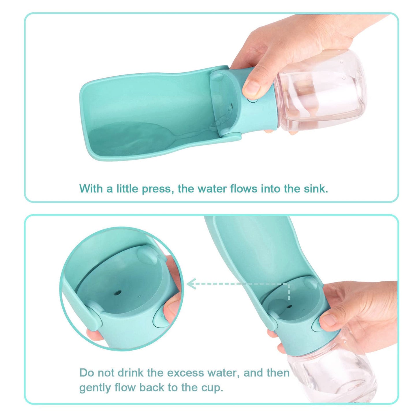 COMTENS Portable Dog Water Bottle for Walking, Leak Proof Foldable Pet Water Bottles Dispenser Bowl Travel Drink Cup for Walking Hiking Traveling