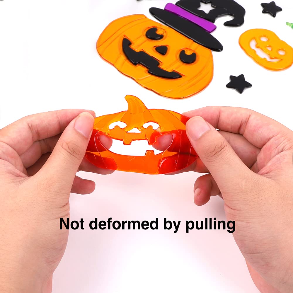 JOICEE 6pcs Halloween Gel Window Clings - Pumpkins Witch Bats Spider Window Decors