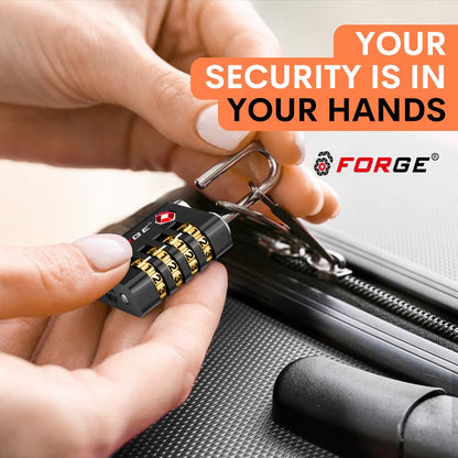 Forge Dual-Opening: Key or Combination Access Lock, TSA Approved Locks for Luggage, Pelican case, Travel, Gym, School, Stainless Steel Shackle. (Black 2 Pk)