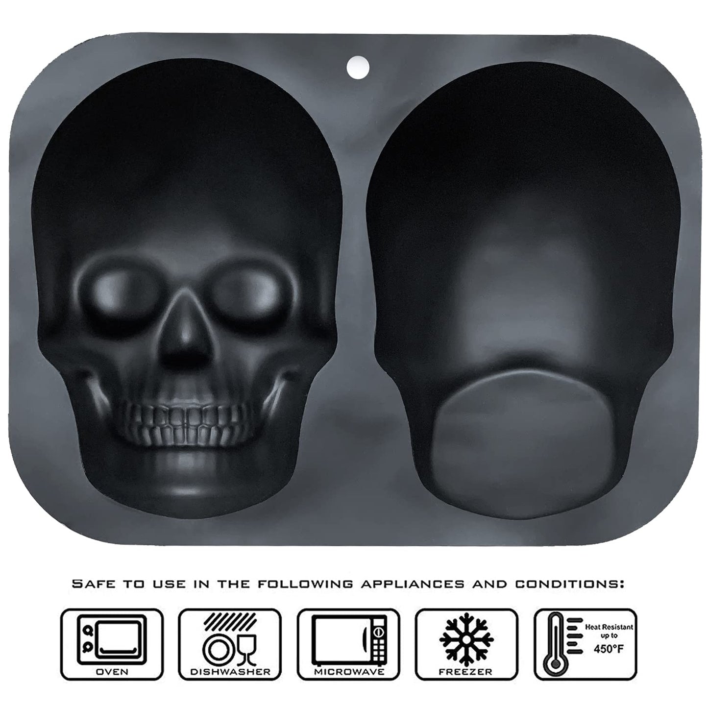 JETKONG Extra Large Silicone Skull Cake Mold Haunted Skull Baking Cake Pan for Halloween and Birthday Party