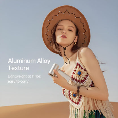 JISULIFE Portable Handheld Turbo Fan, 100 Speeds Adjustable Mini Personal Fan, 9000mAh USB Rechargeable Battery Operated, LED Display, Metal Shell with Accessories Gifts for Men Women Travel- Grey