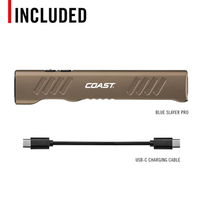 Coast Slayer 1150 Lumen USB-C Rechargeable LED Flashlight with Spot/Flood, Memory Mode and Pocket Clip, Dune