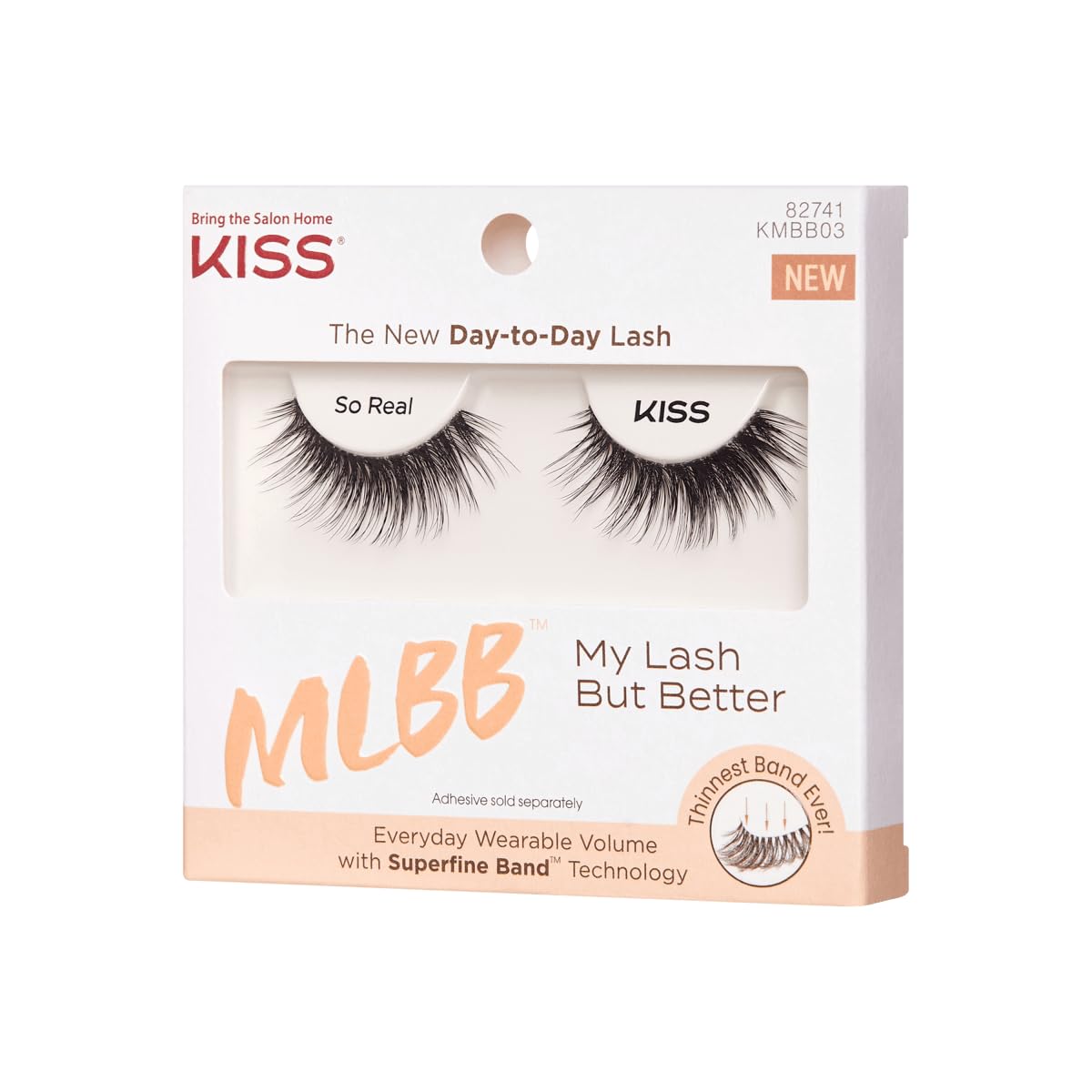 KISS My Lash But Better, False Eyelashes, 'So Real', 12 mm, Includes 1 Pair Of Lash, Contact Lens Friendly, Easy to Apply, Reusable Strip Lashes, Glue-On