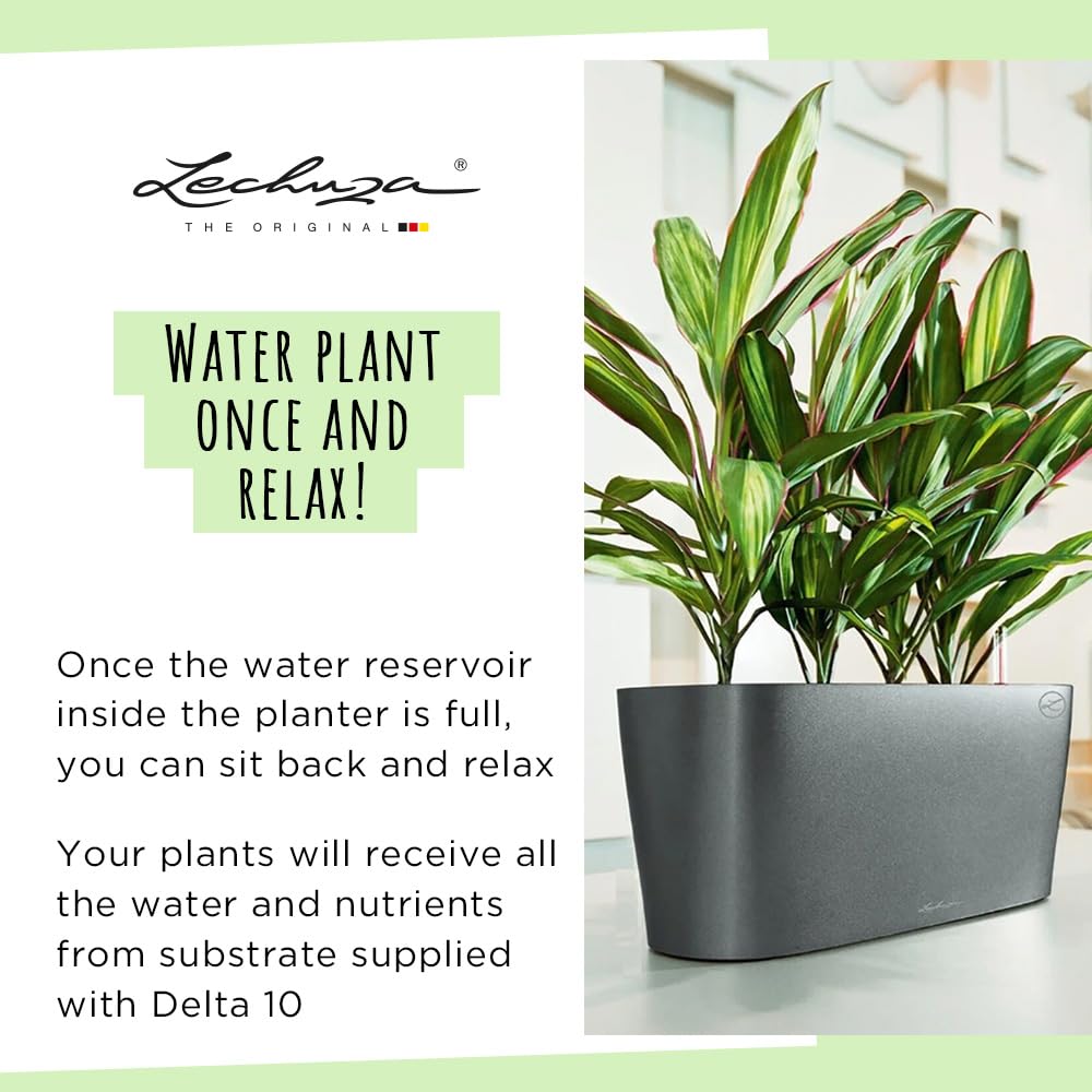 Lechuza Delta 10 Self Watering Plant Pot, White High Gloss, 30 cm