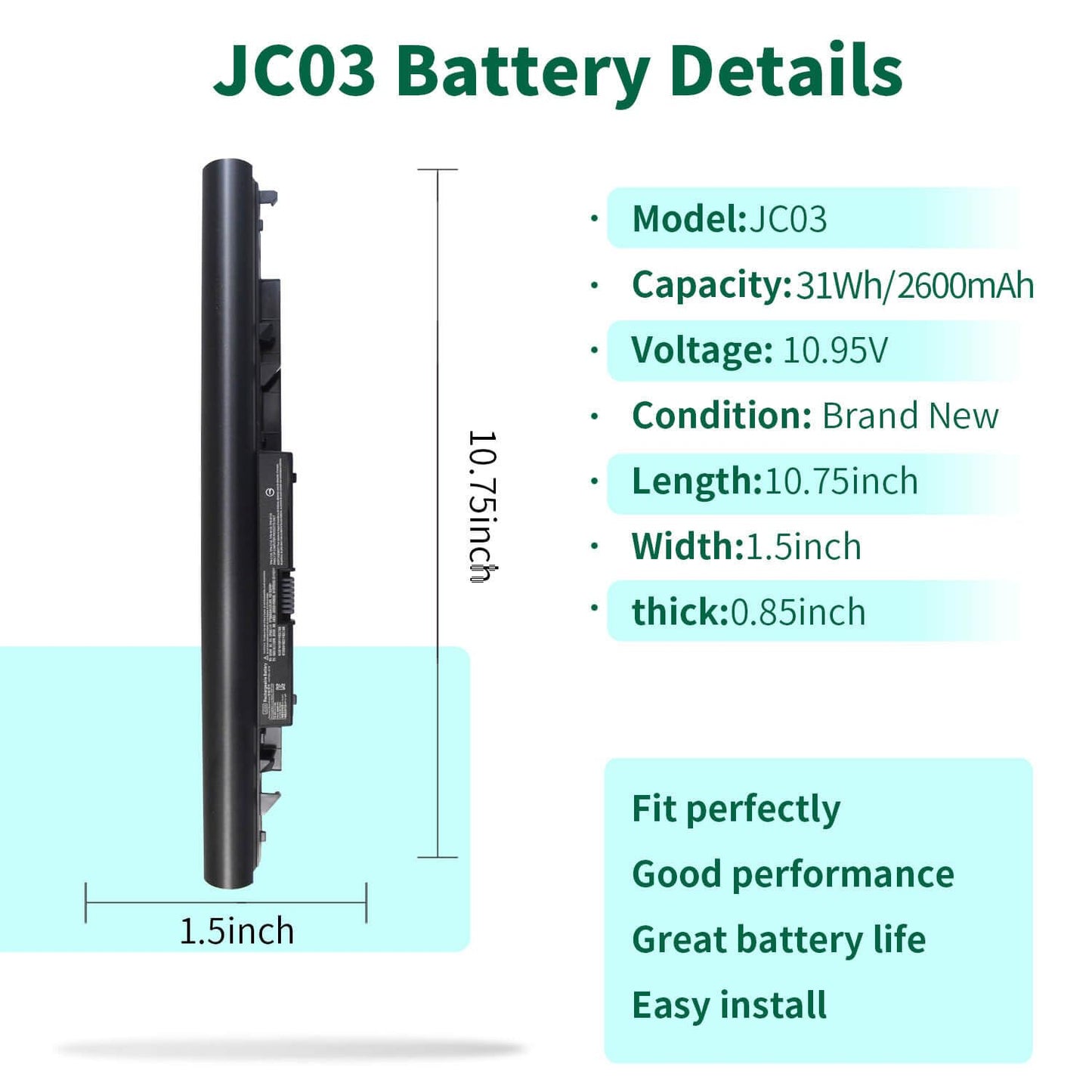 919700-850 JC03 Laptop Battery for HP 15-bs 15-bw 17-bs Series 15-bs0xx 15-bs1xx 15-bs015dx 15-bs013dx 15- bw033wm 15-bw053od 919701-850 919681-421 HSTNN-LB7V 3inr19/66