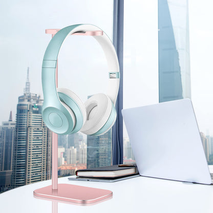 Headphone Stand Aluminum, Headset Holder with Solid Metal Base for Desk, Compatible with Most Headphones (Rose Gold)
