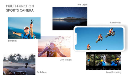 COOAU 4K 20MP Wi-Fi Action Camera External Microphone Remote Control Underwater 40M Waterproof Sport Camera Time Lapse with 2X1200mAh Batteries and 20 Accessories