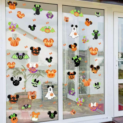 Halloween Window Clings Fall Stickers Decorations 9 Sheets for Glass Windows Decorations Fridge Mirror Decal Pumpkin Ghost Bat Mouse
