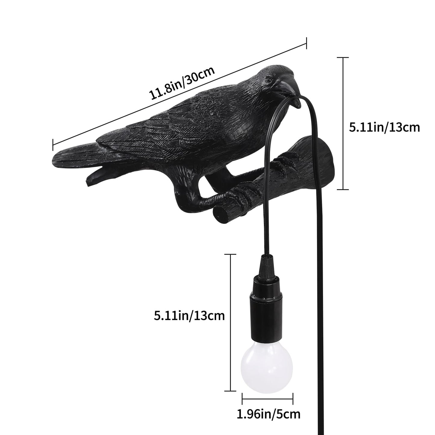 EPPARA Raven Table Lamp, Gothic Crow Lamp, Adjustable Birds Table Light, Wall Sconce Lamp Light for Bedroom Living Room, Lifelike Resin Raven Decoration, Modern Table Lamps Brithday GIF