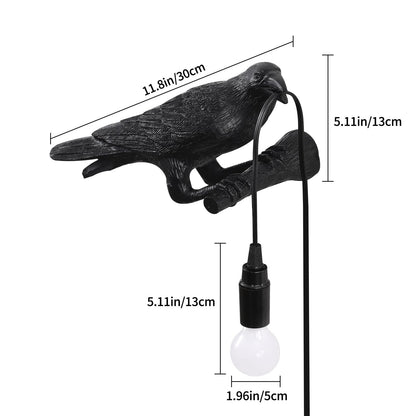 EPPARA Raven Table Lamp, Gothic Crow Lamp, Adjustable Birds Table Light, Wall Sconce Lamp Light for Bedroom Living Room, Lifelike Resin Raven Decoration, Modern Table Lamps Brithday GIF