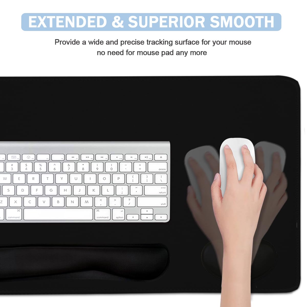 Large Mouse Pad and Keyboard Wrist Rest, Desk Pad for Keyboard and Mouse, 4-in-1 Large Gaming Mouse Pad with Wrist Support, Desk Mat for Home Office Study Game-Black