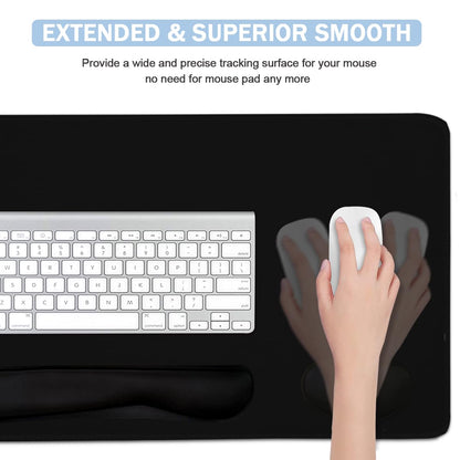 Large Mouse Pad and Keyboard Wrist Rest, Desk Pad for Keyboard and Mouse, 4-in-1 Large Gaming Mouse Pad with Wrist Support, Desk Mat for Home Office Study Game-Black