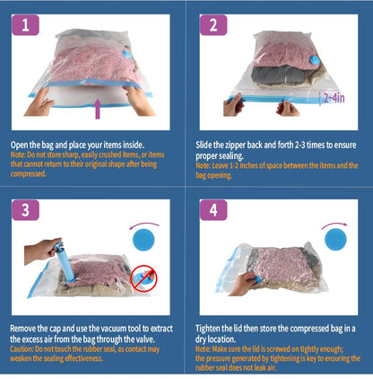 7 Pack Small Space Saver Vacuum Storage Bags for Clothing Travel, Vacuum Seal Compression Bags for Clothes, Packing, Luggage, Blankets, Comforters and Pillows, Hand Pump Included