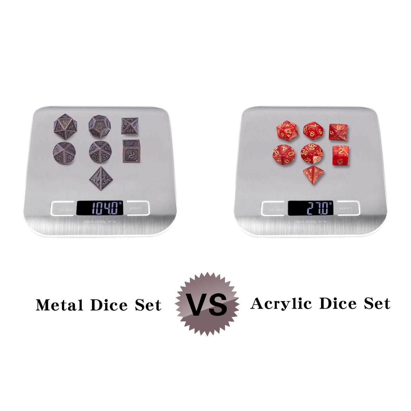 D&D Metal Dice Set, DNDND 7PCS Metallic Ancient Copper Dice with Metal Case for DND Dungeons and Dragons Table Games Roly Playing Rolling