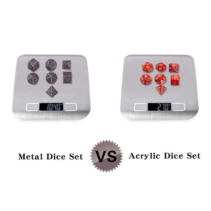 D&D Metal Dice Set, DNDND 7PCS Metallic Ancient Copper Dice with Metal Case for DND Dungeons and Dragons Table Games Roly Playing Rolling