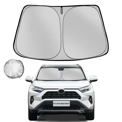 Fonowka Windshield Sun Shade for Toyota RAV4 2019-2025 RAV-4 SUV Foldable Sun Sunshade for Car Front Window Blocks UV Rays and Heat Automotive Interior Protector Custom Fit Accessories
