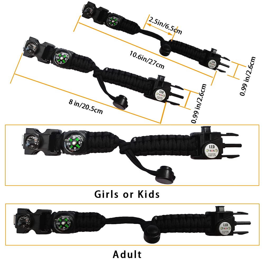 Daarcin 1pcs Survival Paracord Bracelet,Fire Starter,SOS Light, Compass,Thermometer, Whistle, Adjustable AK87 21 in 1,Outdoor Ultimate Survival Tactical Gear Set,Men