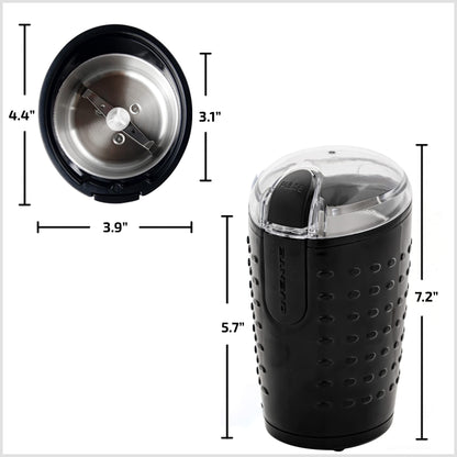 OVENTE Electric Coffee Grinder for Beans, Spices and More, 2.5Oz Compact Grinding Mill, Spice Grinder with Stainless Steel Blade, Pulse Button Operation and Transparent Easy to Open Lid, Black CG225B