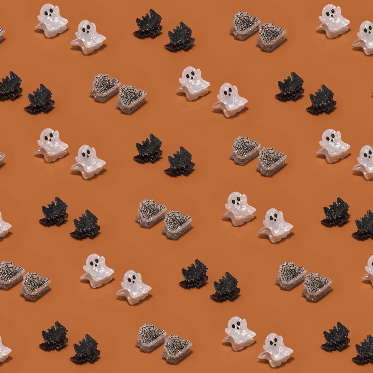 Kitsch Recycled Plastic Mini Claw Clips – Halloween Hair Clips with Ghost, Web & Bat Designs – Festive Hair Accessories & Hair Claw Styling – Small Hair Clips for Women - 6pc Set