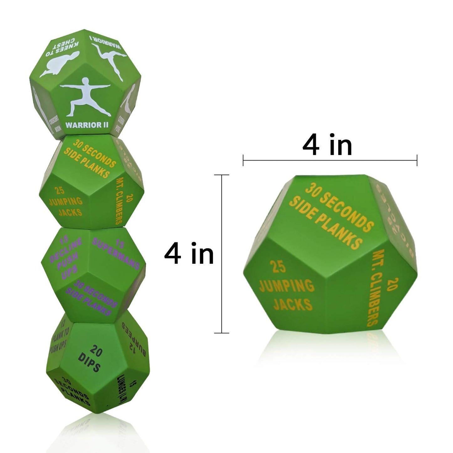 4-Pack Exercise Dice Bundle with Fitness Manual & Bag | Perfect for HIIT, Cardio, Yoga, Stretching, Strength Training, Sports, Crossfit, Plyometrics, Body Weight, Group Class, All Ages, WOD