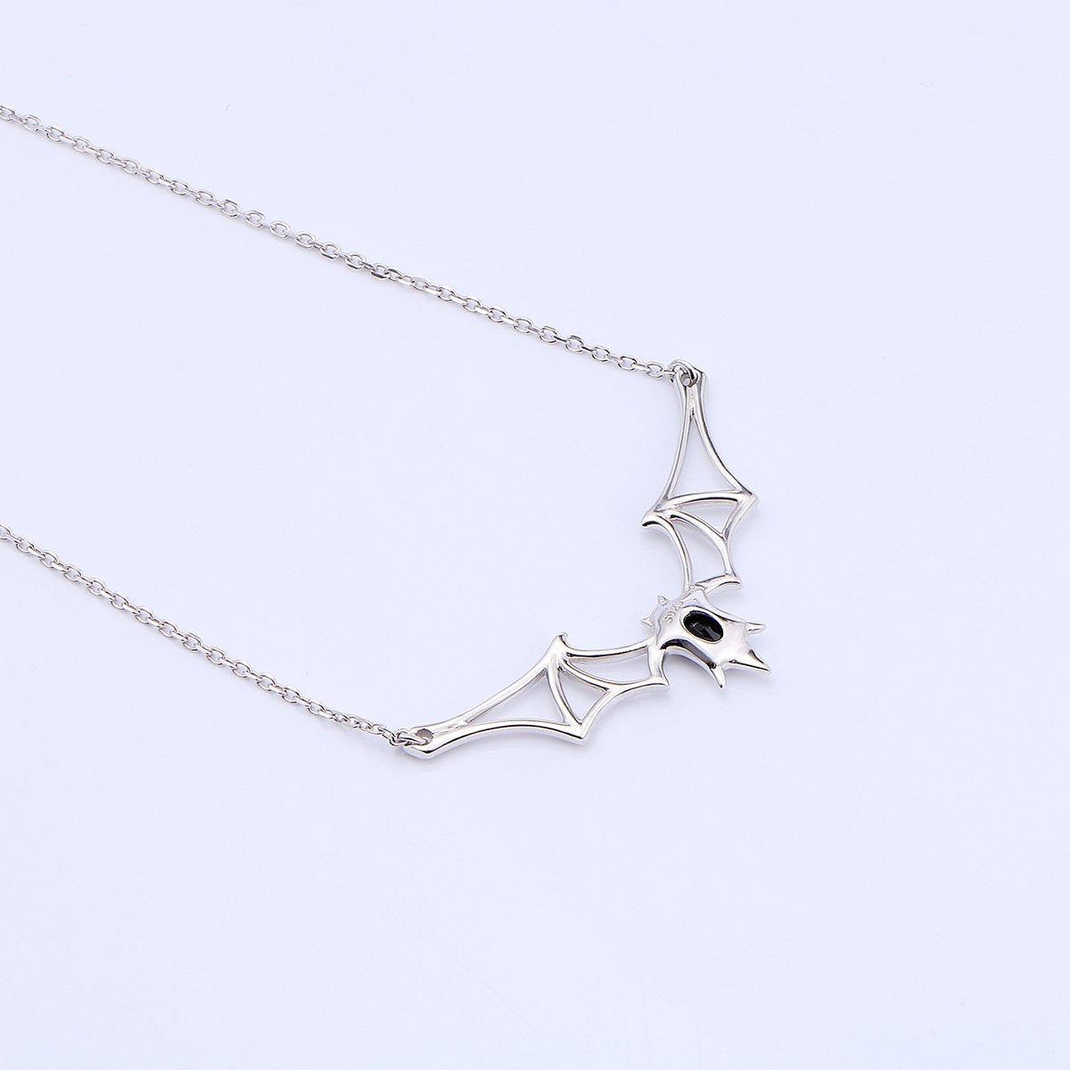 DAOCHONG 925 Sterling Silver Gothic Vampire Bat Pendant Necklace Jewelry for Women