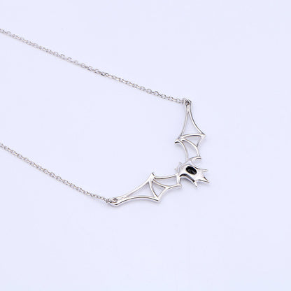 DAOCHONG 925 Sterling Silver Gothic Vampire Bat Pendant Necklace Jewelry for Women