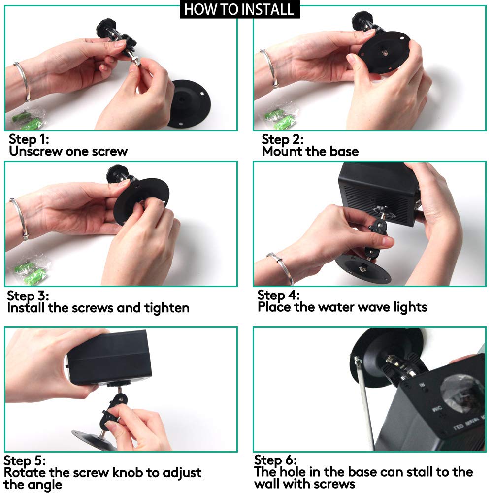 KOOT Water Wave Christmas Projector, RGB 16 Color Party Light, Sound Activated Flash Ripple LED Holiday Lighting With Remote for Disco, Halloween, Wedding, Kids Room