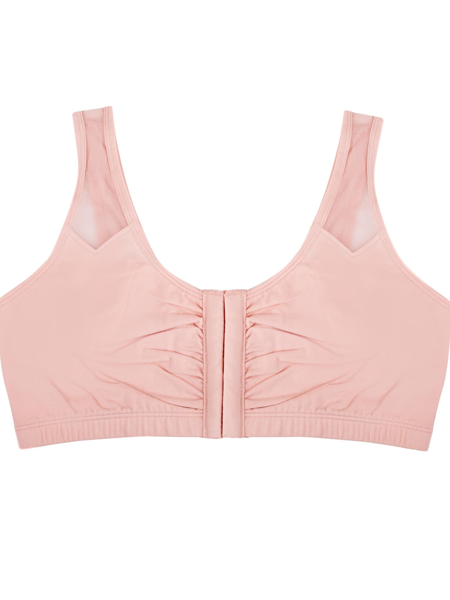Fruit of the Loom womens Comfort Front Close With Mesh Straps Sports Bra, Blushing Rose, 34 US