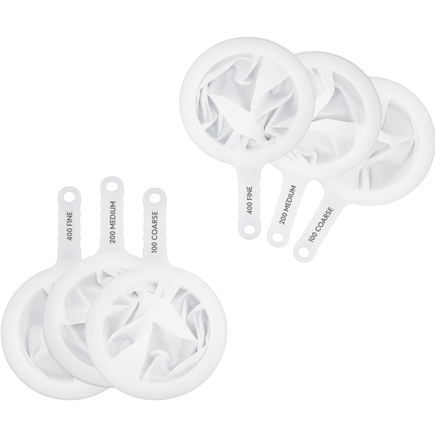 HIC Kitchen Double-Ear Fine Mesh Strainers, BPA Free, Set of 4 Sizes Includes 3, 4, 5.5, and 7-Inch Diameter