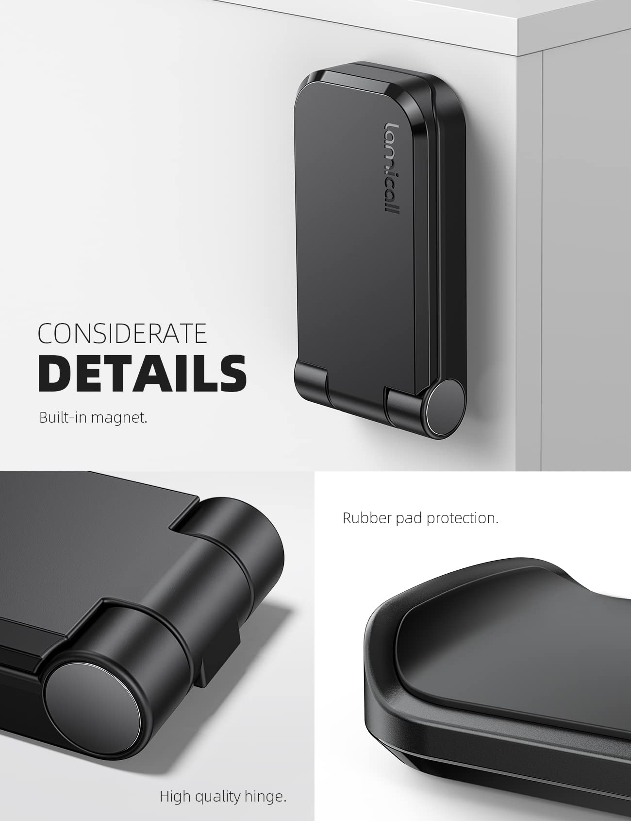 Lamicall Headphone Stand, Sticky Headset Hanger - Adhesive Headphone Holder Hook Mount, Headset Stand Holder Clip Under Desk, Earphone Clamp for Airpods Max, HyperX, Sennheiser, Black