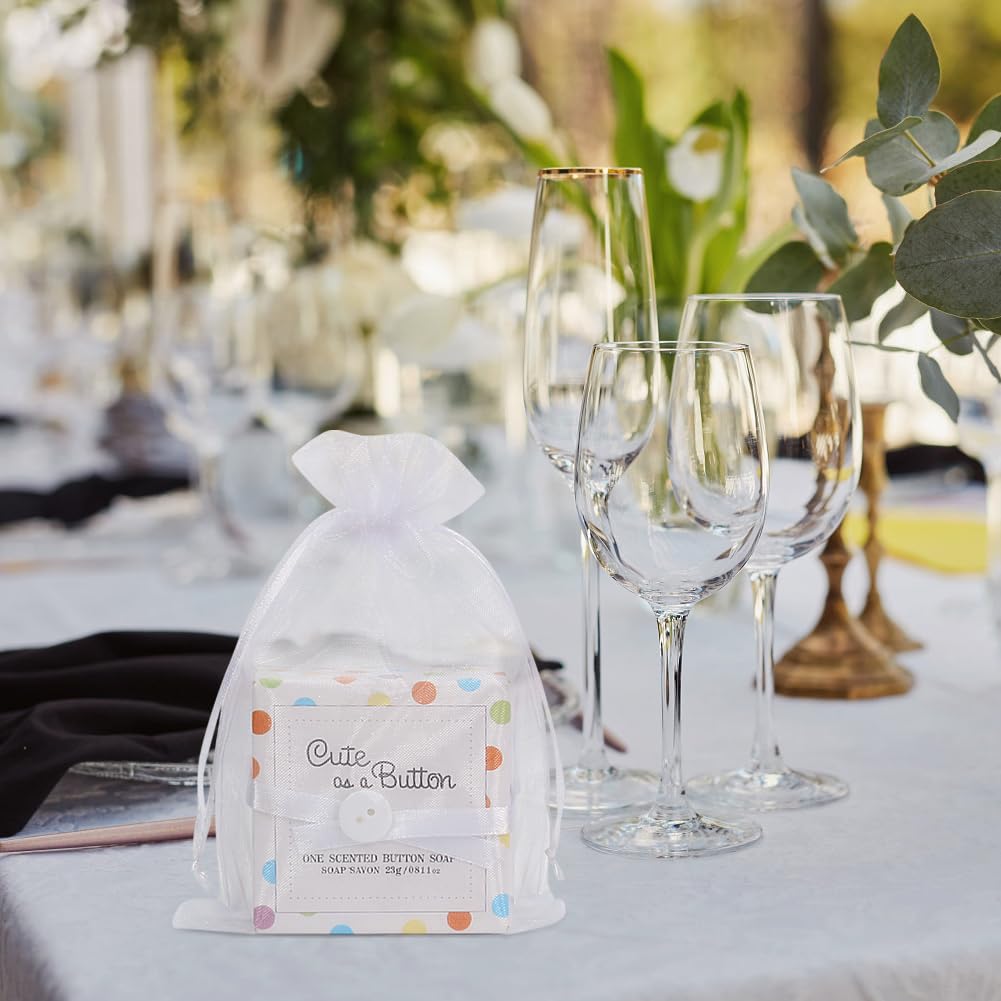 HRX Package 100pcs White Organza Bags, 4x6 inch Mesh Bags Drawstring Gift Bags Jewelry Pouches for Candy Wedding Favors Christmas