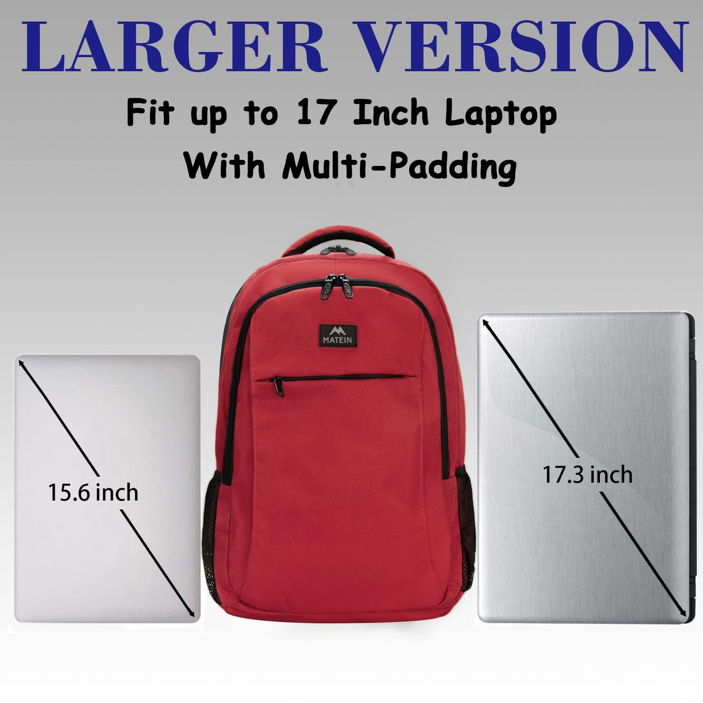 MATEIN 17 Inch Laptop Backpack for Women, Extra Large TSA Friendly Backpack with USB Charging Port, Anti Theft Carry On Flight Approved Business Work Travel College Computer Backpack Bag,Red