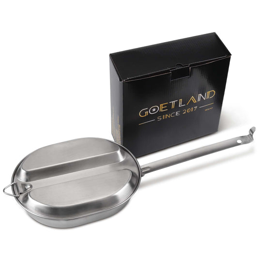 Goetland 304 Stainless Steel US Military Mess Kit Plate Set GI Type Outdoor Camping Hiking Picnic BBQ Beach