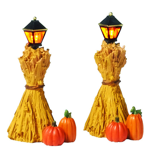 Department 56 Halloween Accessories for Village Collections Harvest Corn Stalk Lanterns Lit Figurine Set, Multicolor, 2.25 Inch