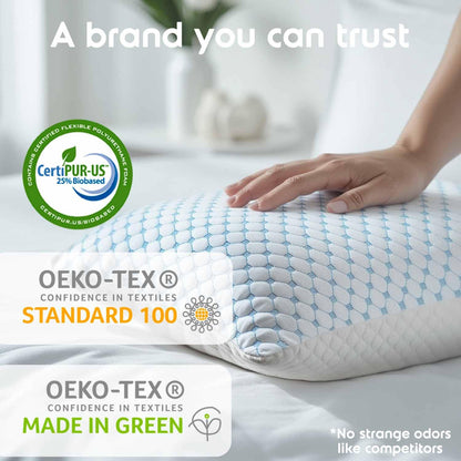 Nestl Cooling Kids Pillow for Sleeping 1 Pack, Luxury Shredded Memory Foam Pillows Kids Size, Adjustable Cold Gel Pillows for Hot Sleepers Supportive Cool Pillow for Side Back Stomach Sleepers