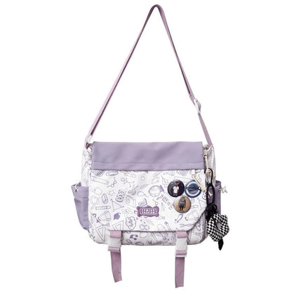 Inshere Cute Crossbody Bag with Kawaii Pins for Women Girls Casual Shoulder Messenger Bag